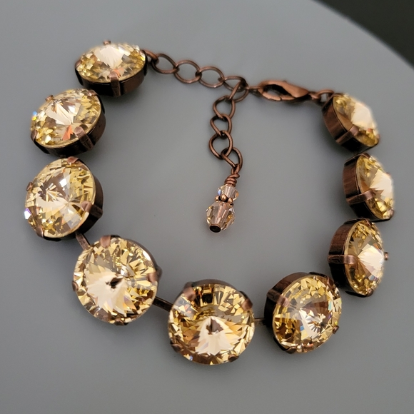 Austrian Crystal Bracelet in Antique Copper - Picture 7 of 9